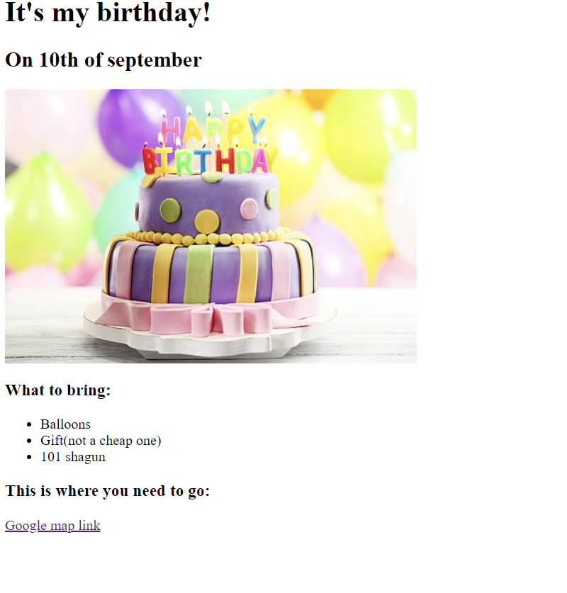 birthday invite screenshot